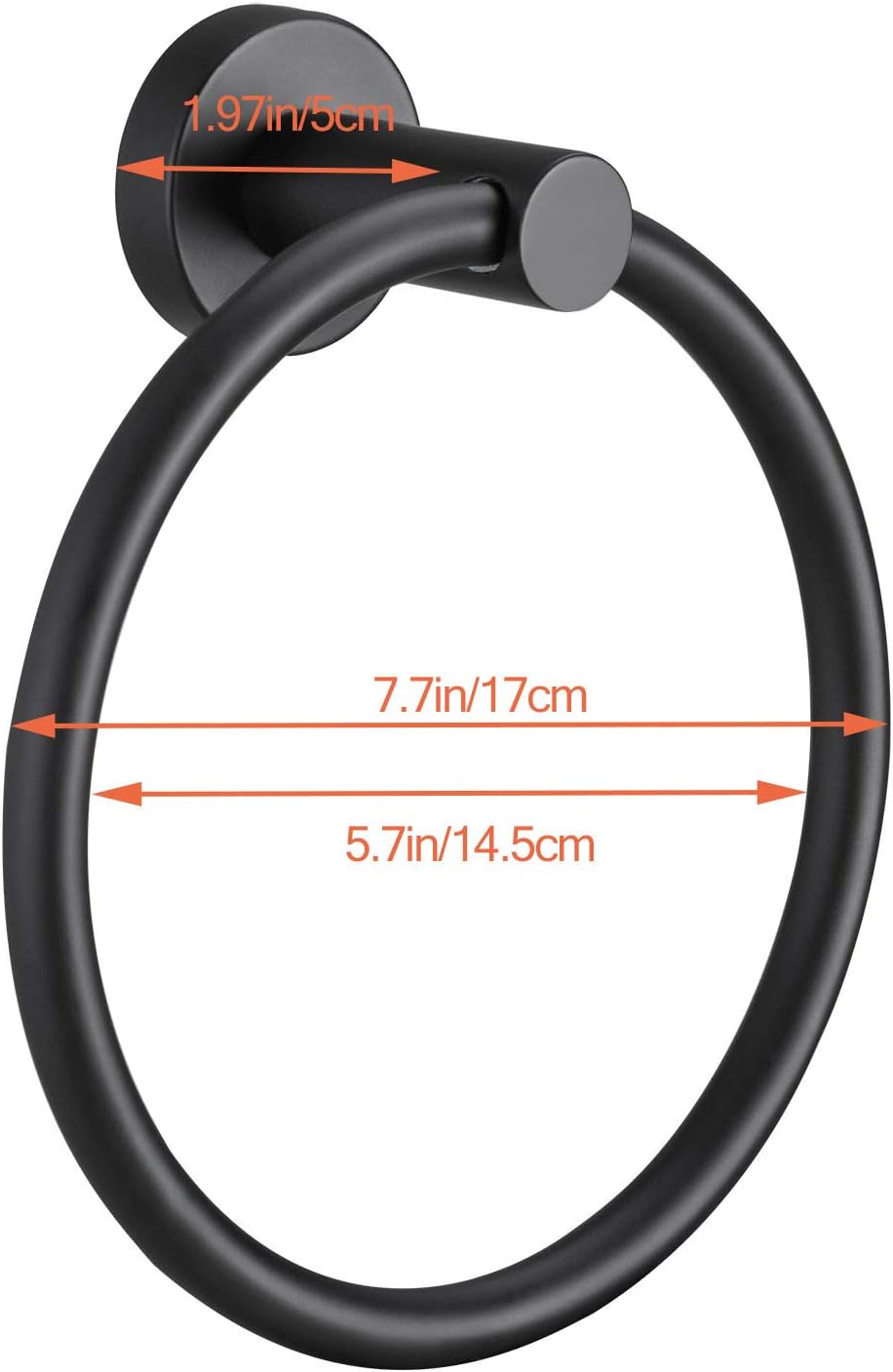Pynsseu Matte Black Towel Ring for Bathroom 1 Pack, Kitchen Bath Towel Holder Hangers Wall Mount Heavy Duty Storage Stainless Steel: Home & Kitchen