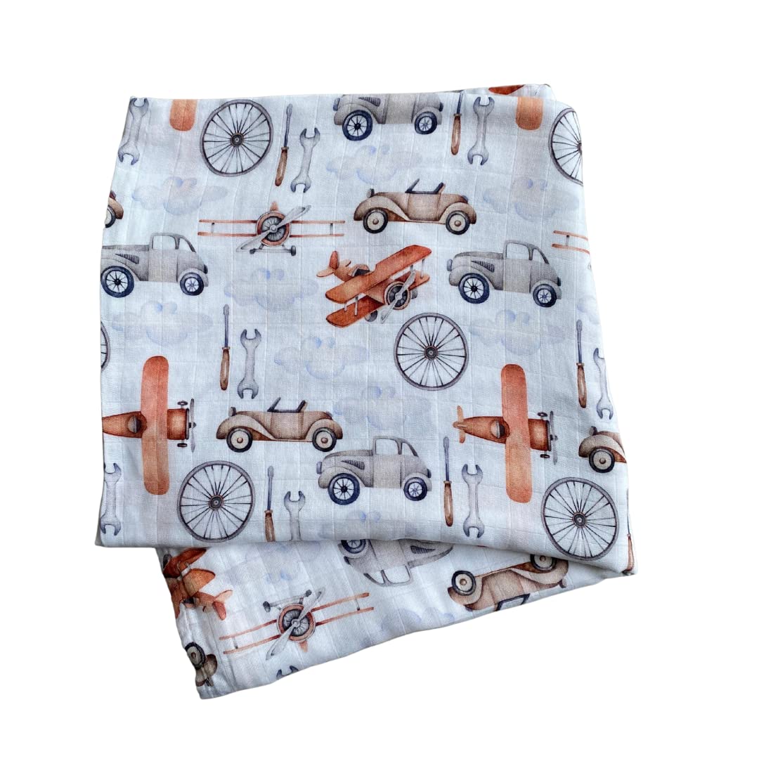 Baby J's - Grandad's Classics, Bamboo Muslin Swaddle Blanket - X-Large Blankets for Babies and Toddlers - Made with Bamboo and Soft Breathable Cotton - Super Soft with Double Thickness - 120 x 120cm