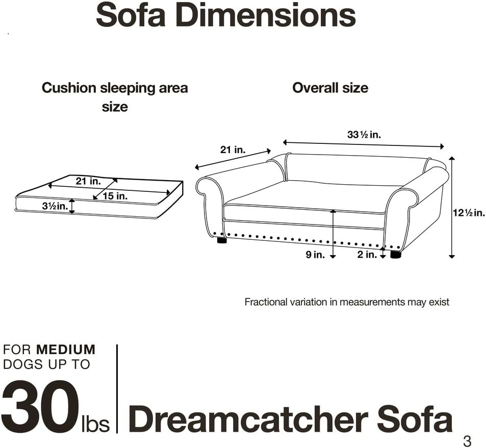 Enchanted Home Pet Dreamcatcher Dog Sofa, 32.5 by 21 by 12-Inch, Caramel : Pet Supplies