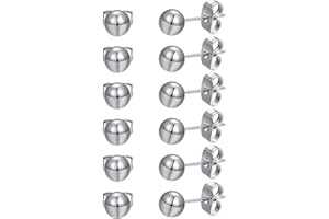 MDFUN 6 Pairs Surgical Stainless Steel Round Ball Stud Earrings Set for Women Men 3-7mm