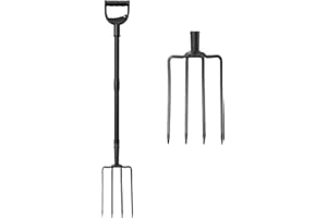 Oliynedy Pitchfork for Gardening, Metal Broadfork Garden Tools with 4 Gardening Claws, Hay Manure Mulch Fork for Compost, Horses, Shoveling and Sifting