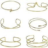 LiteVibe Gold Arm Cuff Upper Arm Set 6Pcs Adjustable Large Wide Upper Arm Cuff