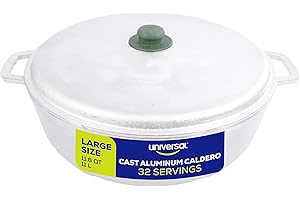 Universal Large Cast Aluminum Caldero Rice Cooker 50 Cups - 11.6 Qt / 11 L, Even Heat Distribution Deep Fryer for Fast Cookin