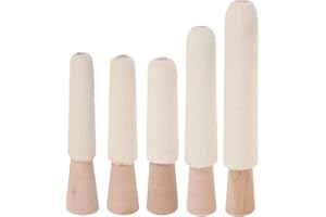 ULDIGI 5pcs Jewelry Ring Inner Polishing Sticks with Wooden Handle, 5 Sizes Metal Buffing Tools for Drill,