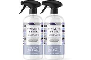 Therapy Stainless Steel Cleaner and Polish - 16 ounces (2 Pack) - 100% Bio-Based - Safe for Kitchen Appliance, Refrigerator, Sink and Grill