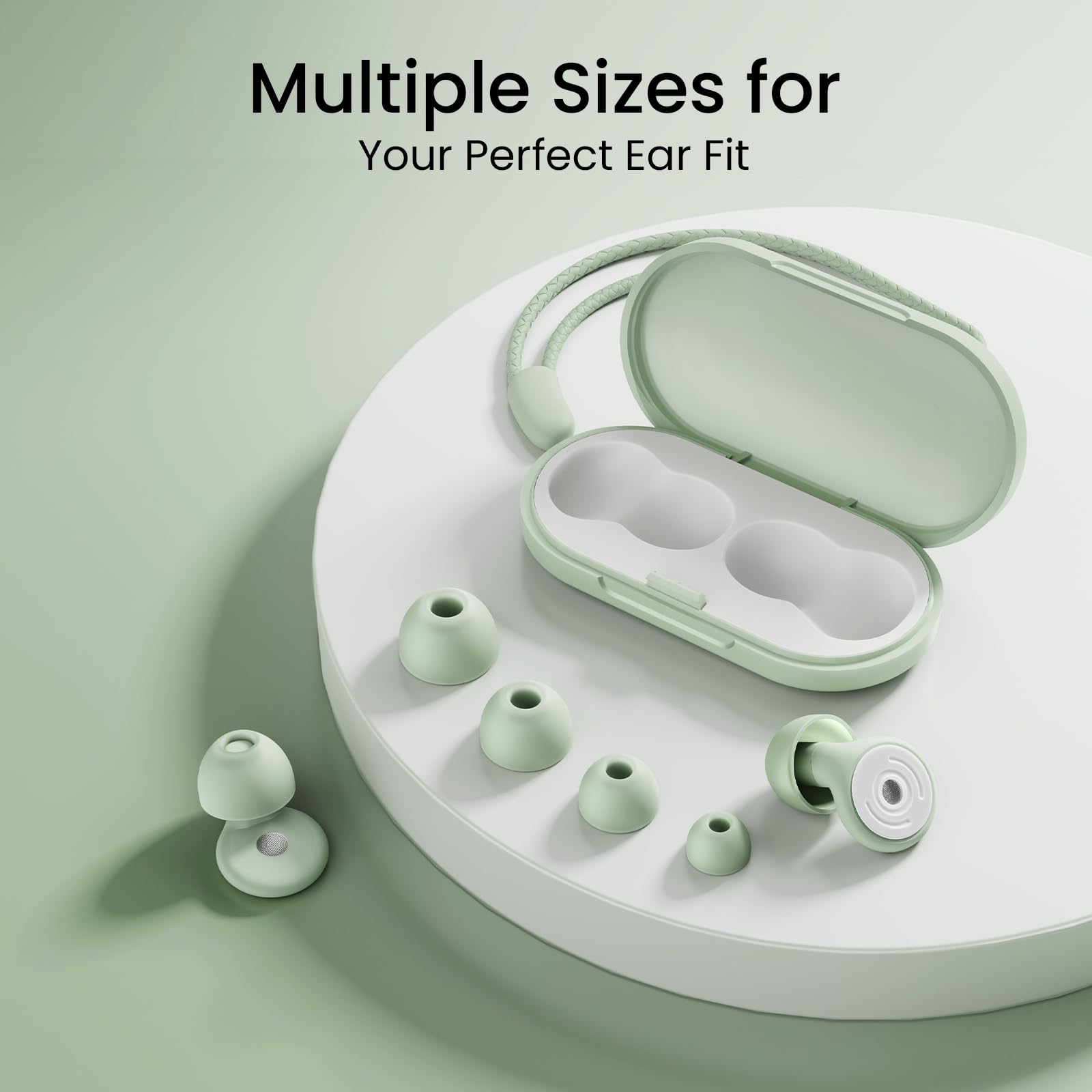 Ear Plugs, Soft Ear Plugs for Sleeping - 30dB Noise Cancelling Reusable Silicone Earplugs, Ultra Comfortable Fit for Studying, Concerts, Travel, 8 Ear Tips (Green)