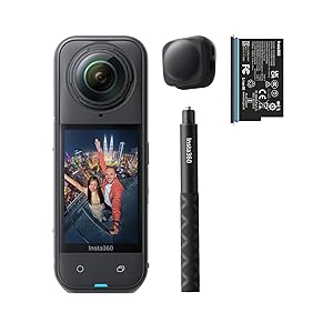 Insta360 X5 Pack Starter – Camera Impermeabile 8K 360º, Perfetta in Bassa Luce, Selfie Stick Invisibile, Lenti Resistenti e Sostituibili, Batteria 3 Ore, Audio Chiaro, Stabilizzazione, Editing IA