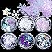 Xisniry MAKTMOI 6 Colors Snowflake Glitter Nail Sequins - 3D Nail Art Flakes Colorful Confetti Christmas Glitter Sticker Decals Manicure Nail Art Design Makeup DIY Decoration