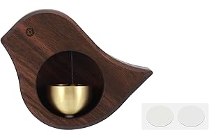 PATIKIL Shopkeepers Bell, Wood Door Chime Hanging Magnetic Door Bell Jingle Bells Animal Metal Doorbell with Self-Adhesive for Door Opening Business When Entering Decoration, Brown, Bird
