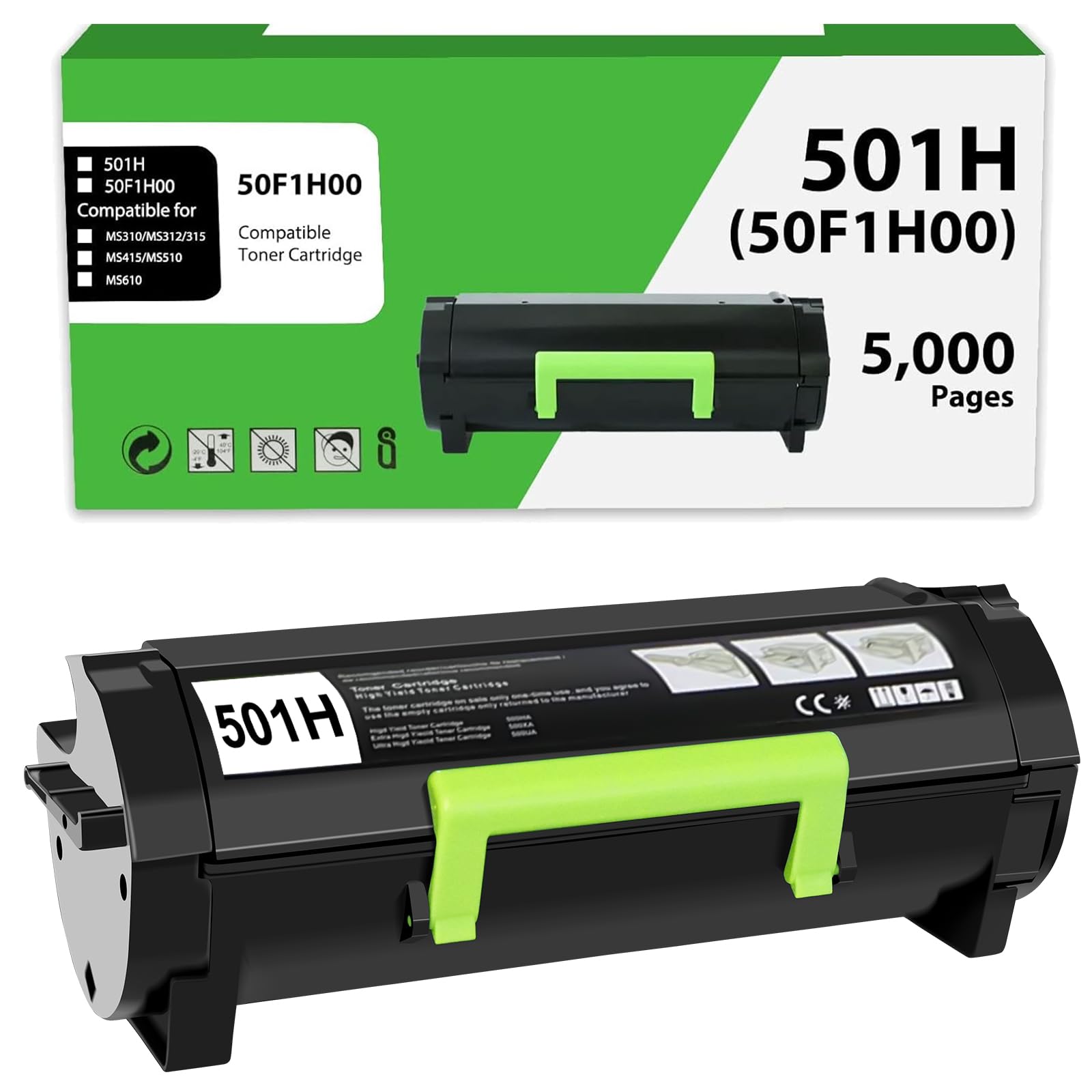 Photo 1 of 50F1000 501H Toner Cartridge Compatible for Lexmark ms312dn Toner cartridges 501H 50F1H00 Black for MS310dn MS312 MS410dn MS510 MS510dn MS610 MS610dn MS315dn MS415dn Printer (5,000 Pages 1 Pack)