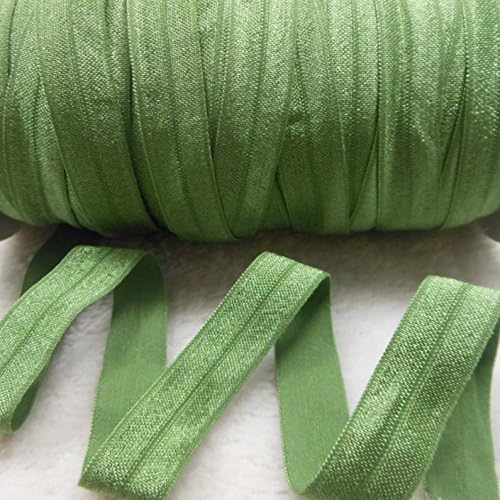 mdribbons Stretch Fold Over Elastic Elastics FOE 5/8" Wide 50 Yards/Roll-For DIY Crafts,Ponytail Holder Headband Banner Hair Ties Headband Making-Moss Color