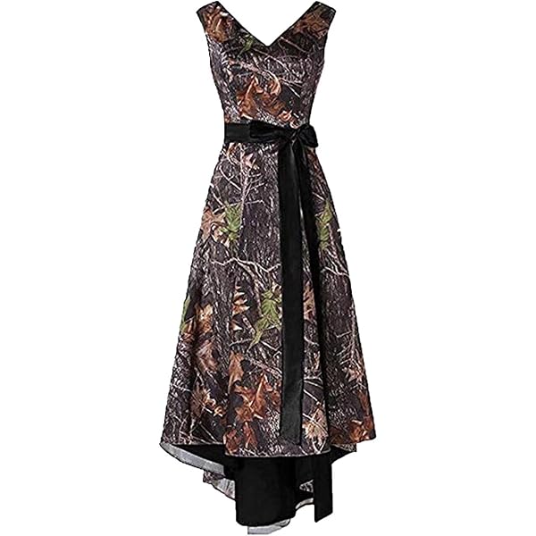 Camo High Low Prom Dress - Spaghetti Strap Bridesmaid Gown For Wedding, Party, Formal Events