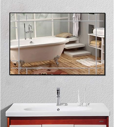 Amazon Co Jp 北欧の鏡化粧鏡壁掛け式鏡洗面所の鏡浴室の鏡浴室の鏡継ぎ手鏡長方形の化粧鏡黒 ホーム キッチン