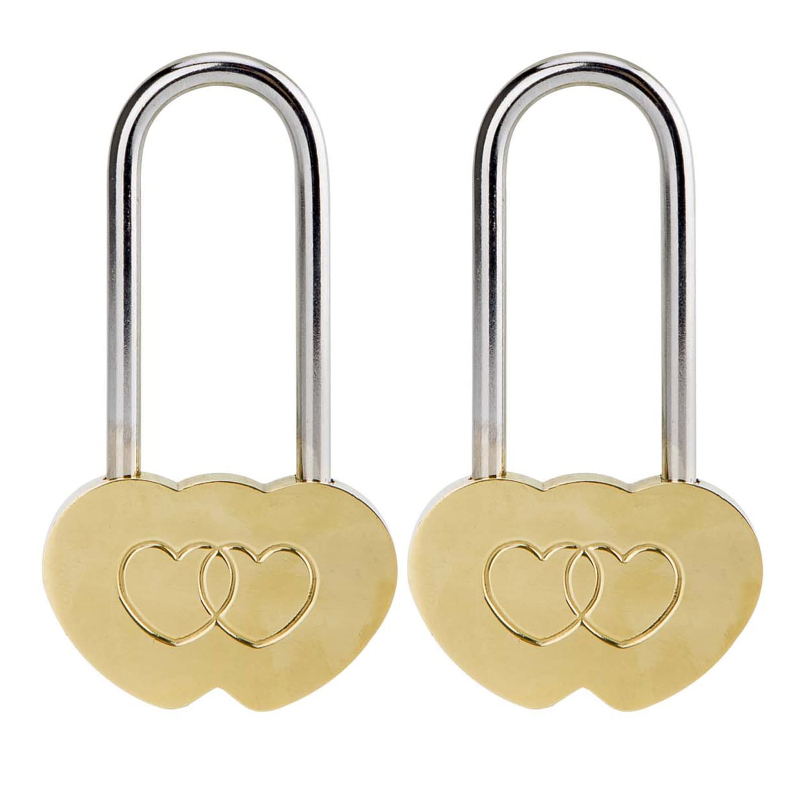 VerRich 2PCS Love Lock 3.5" 50mm Cute Mini Padlock Solid Brass Heart Lock Wish Lock Everlasting Love for Lovers Wedding,Valentines,Anniversary,Travel(NO Key)