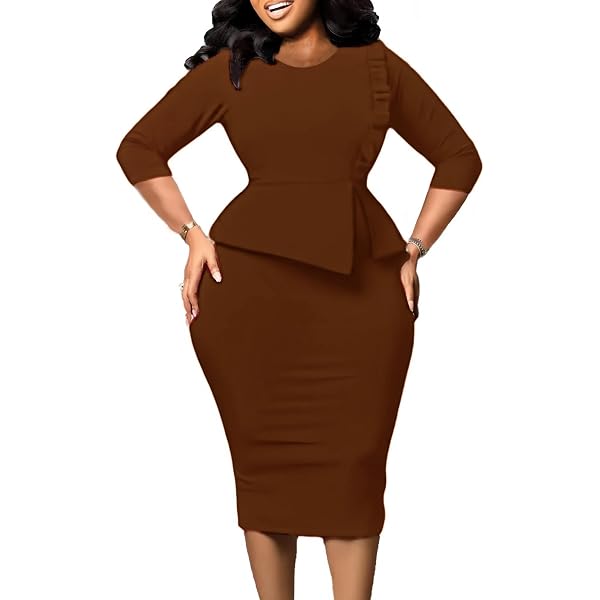 bodycon wear dress for work Zapakasa Women Royal Blue Satin Work Dress with Short Sleeves Bodycon Round  Neck Semi Formal Dress