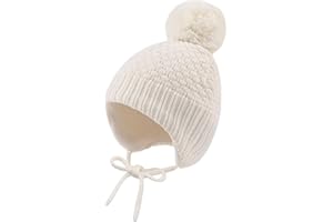 YVNEHCN Baby Girl Winter Hats Fleece Lined Infant Beanie Hat for Boys Knitted Kids Earflap Beanis with Pompom 0-8 Years