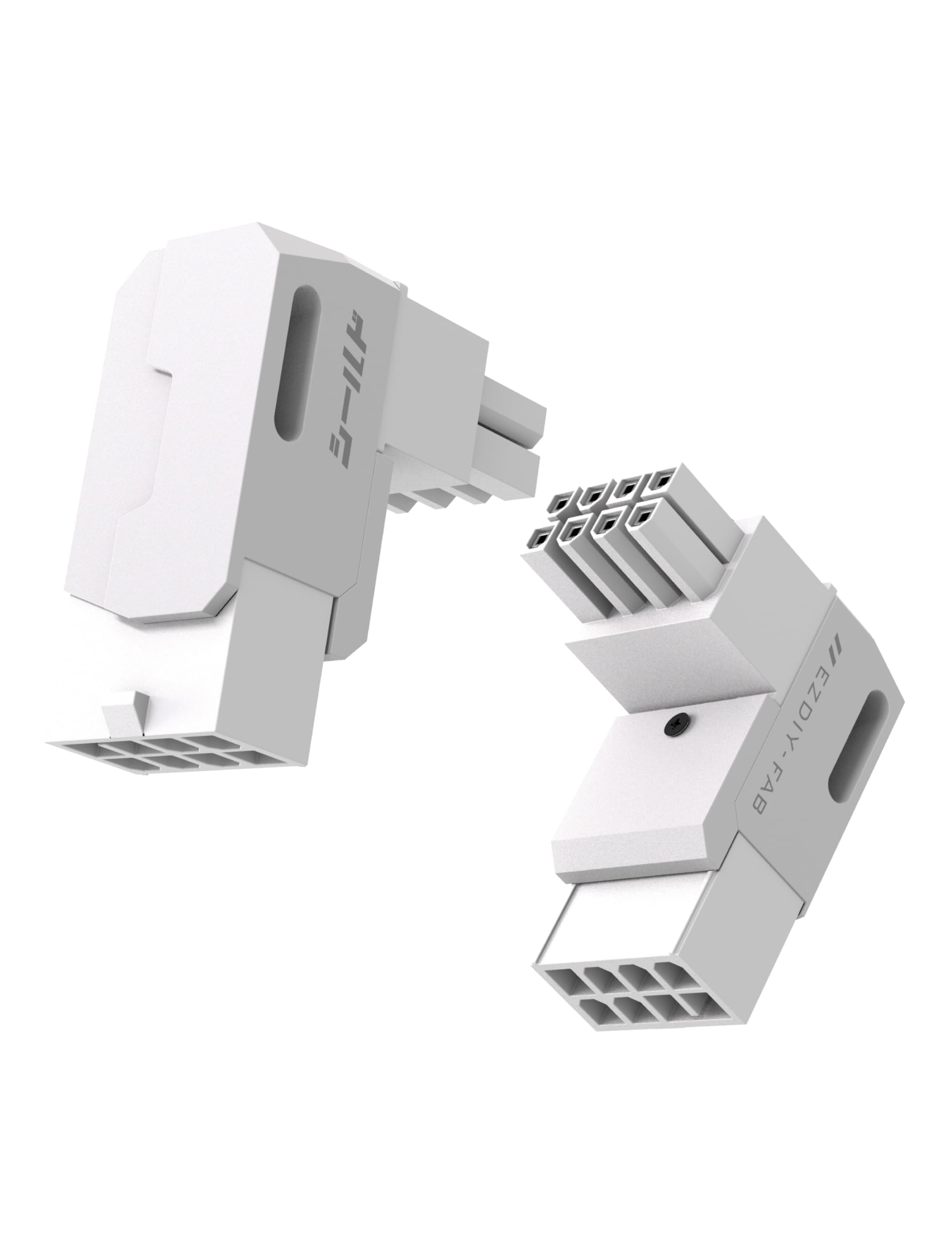 Photo 1 of EZDIY-FAB Shield Series 8-Pin PCIe GPU Power Adapter,90-Degree Angled Connector, Aluminum Design for Graphics Cards – Reverse Type,White-2 Pack
