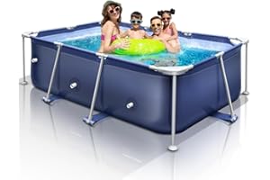 RELEXEST Framed Swimming Pool 8'3" X 5' X 26" Rectangle Pool Above Ground Sturdy Steel Frame Above Ground Pool for Backyard Outdoor Suitable Adults Kids Family Friends