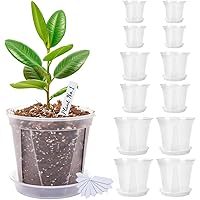 Reinforced Clear Nursery Pots for Plants,Assorted Sizes,12Pack 4/5/6 inch Transparent Plastic Plant Pots with Drainage Holes,