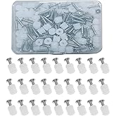 200 Pcs Plastic Hinge Pin Insert Kit with M4 Stainless Steel Screw for Cabinet Door, Drawer, and Furniture Restoration and In