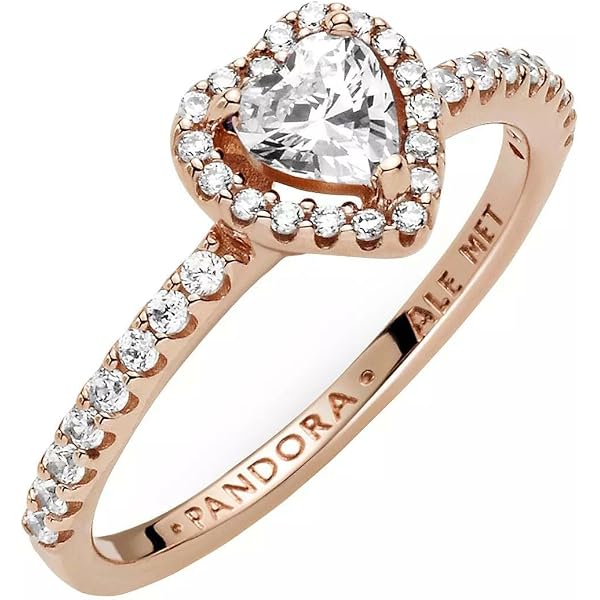Amazon.com: PANDORA Sparkling Elevated Heart Ring - Rose Gold Ring
