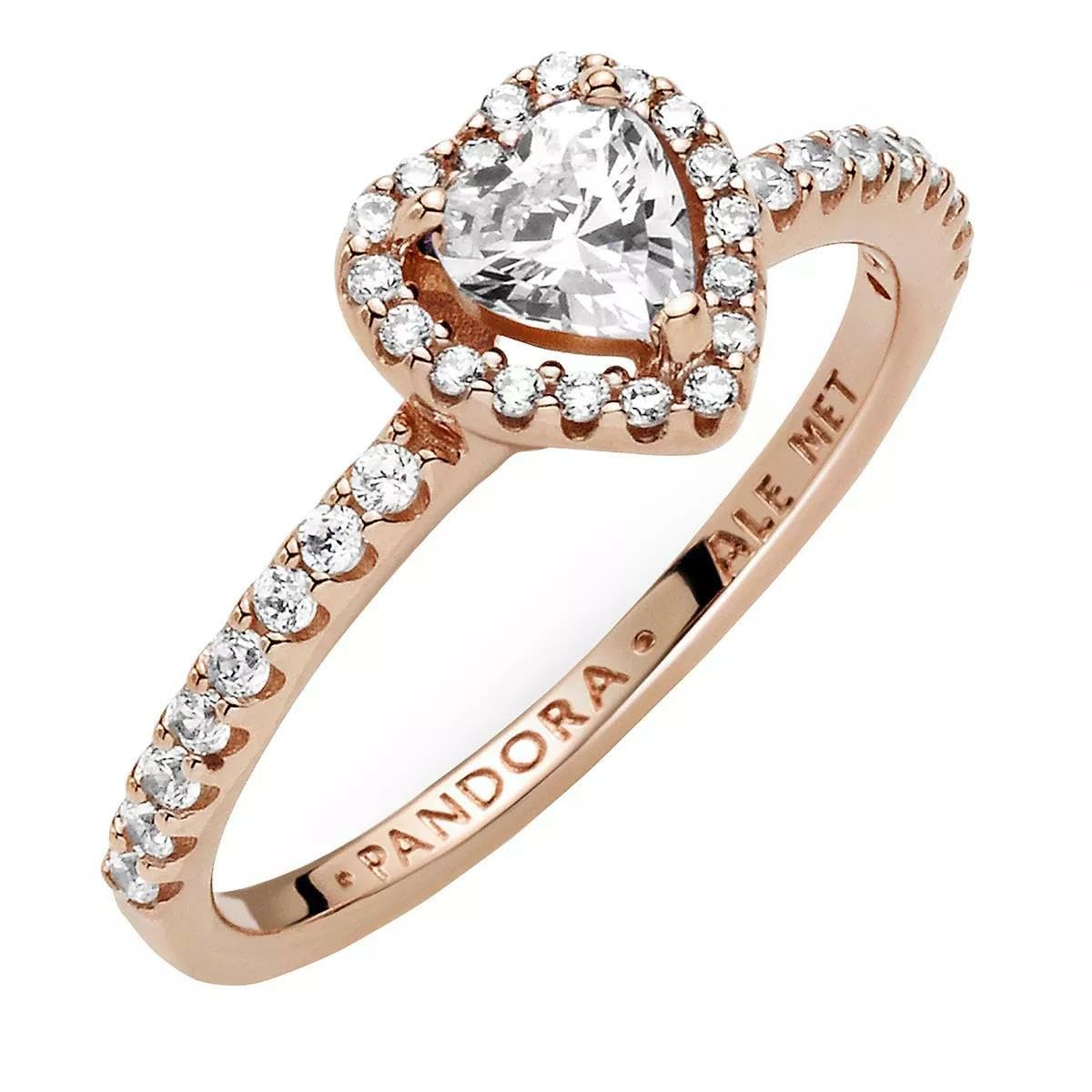 Pandora Timeless Heart 14k rose gold-plated ring with clear cubic zirconia, 58