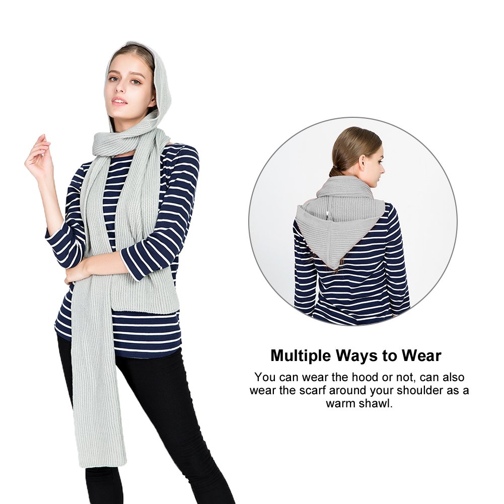 VBG VBIGER Women Hooded Scarf Warm Knit Scarf Fashionable Shawl Wrap