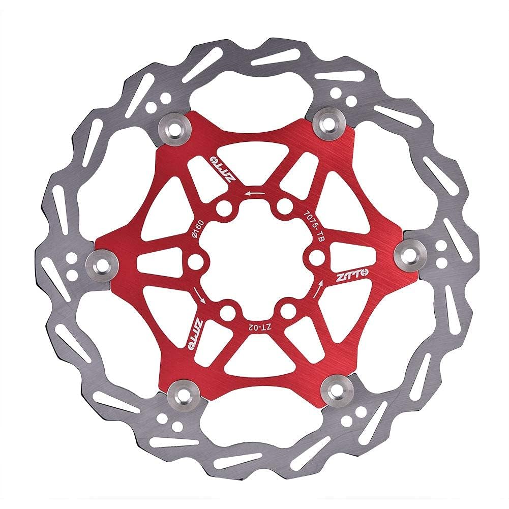 160mm 6 Mountain Bike Brake Pad Type Floating Bicycle Brake Disc Rotor Pad Cycling Accessory(Red)