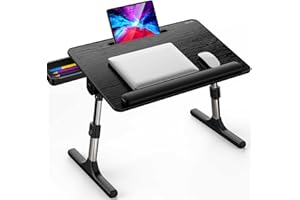 Besign LT07 Lap Desk [Extra Large], Adjustable Laptop Table, Portable Standing Bed Desk, Foldable Sofa Breakfast Tray, Notebook Computer Stand for Reading and Writing (Black)