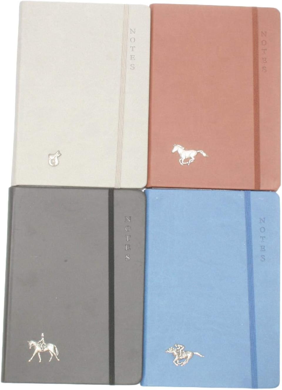 Equestrian Set of 4 Notebooks A5 Sized Multicoloured Notepads Gift