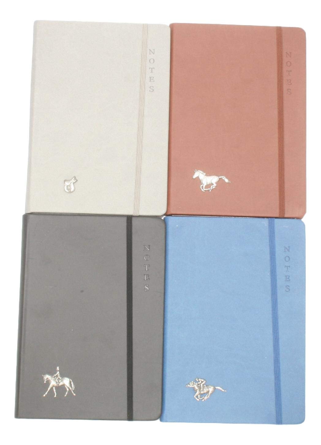 Equestrian Set of 4 Notebooks A5 Sized Multicoloured Notepads Gift
