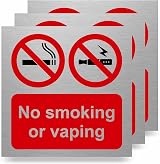 Viro Display No Smoking No Vaping Sign 150mm Aluminium Brushed Self Adhesive view 1