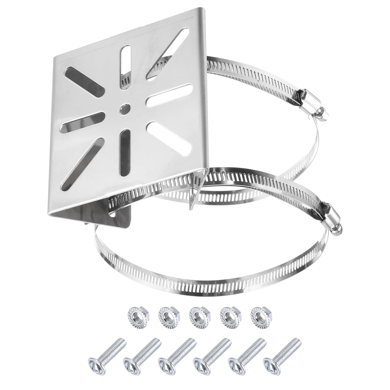 PATIKIL Vertical Pole Mount Bracket 4.1 Inch, 1 Pack Universal Dome Vertical Pole Stainless Steel Mounting Bracket for House Safety, Silver