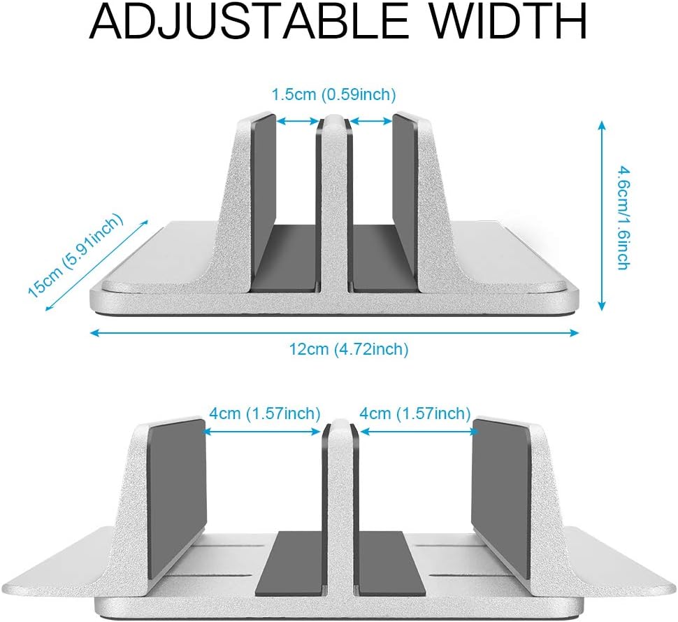 ULBRE Vertical Laptop Stand for Desk Metal Heavy Duty 4 Slots Adjustable 4in1 Vertical MacBook Stand Rack Pro Holder Compatible w' All Surface Dell Samsung HP Chromebook Upto 17.5' - Image 3