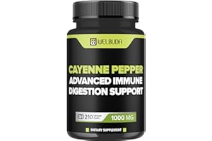 WELBUDA 210 Capsules - Cayenne Pepper Supplements Extract 10:1 with Berberine HCI, Garlic Bulb, Olive Leaf & More - Combined Formula for Digestive Health, Heart Health & Immunity Function Support