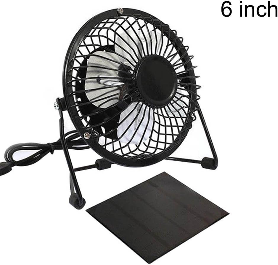 Adealink 4"/6"/8" USB Solar Panel Powered Iron Fan 5W for Outdoor Home Cooling Ventilation