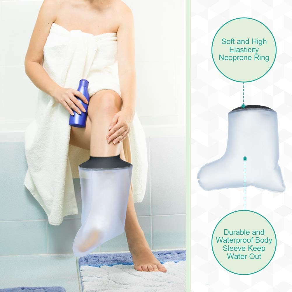 Adult Foot Cast Cover for Shower and Bath, Waterproof Shower Bandage and Reusable Sealed Cast