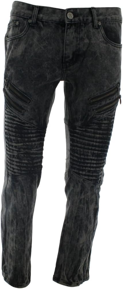 Trill Nation - Men's Moto Zip Pockets Jeans - Black