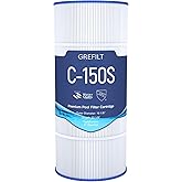 Grefilt C150S Pool Filter Cartridge, Compatible with Hayward CX150XRE, Hayward SwimClear C150S, Replaces Pleatco PA150S, Ultral-D4, 150 sq.ft