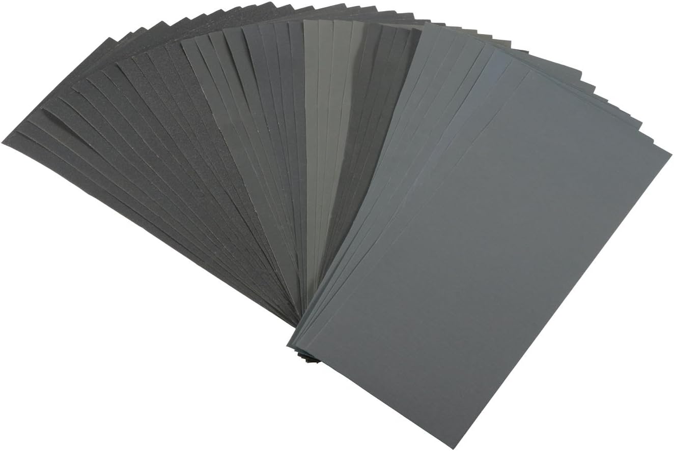 LANHU Sandpaper, 36 Pcs 400 to 3000 Grit Wet Dry Sandpaper Assorted Grit Abrasive Paper Sheet Sanding Sheet for Metal Wood Automotive Furniture, 9 * 3.6 Inch