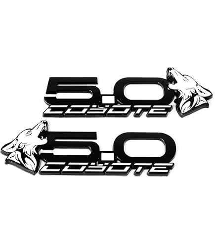 Coyote Badge Shop S650 Style 5.0 Fender Badges For Mustang - Pair, White, All-Metal Construction