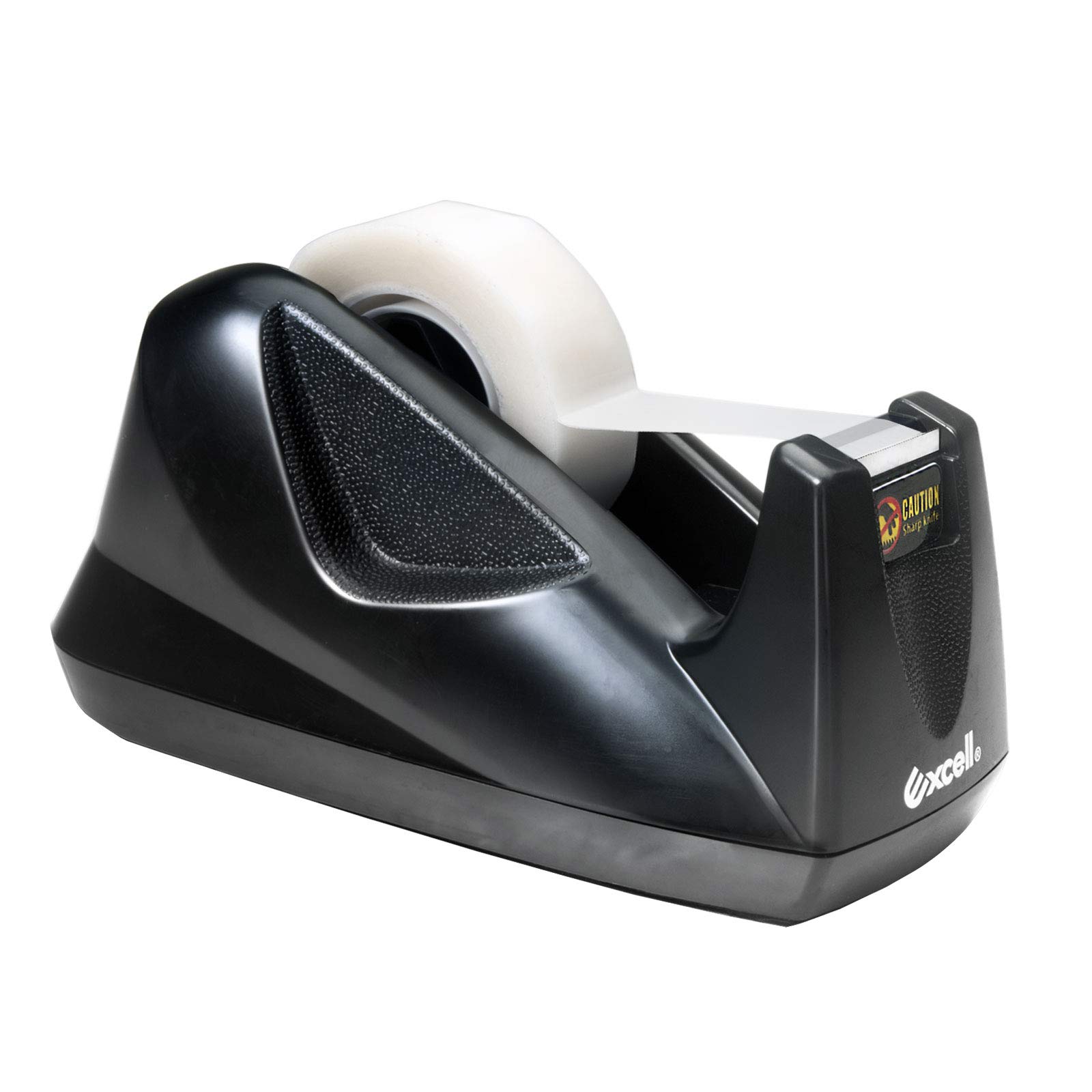 Excell Premium Desktop Tape Dispenser, One-Hand Use with Weighted Non-Skid Base, Leather Touch Side Grip, Fits 3/4” (19mm) Tape & 1” (25.4mm) Core, Anti-Rust Safety Blade, 1 Pack
