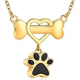 constantlife Paw Print Urn Necklace for Pet Ashes Cremation Jewelry for Dogs Cats Small Memorial Keepsake Cute Bone Pendant for Pet Loss Sympathy Gift for Women & Men