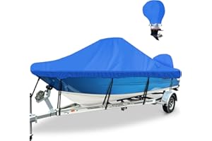 BOATPRO Waterproof Center Console Boat Cover 17-19ft, Heavy Duty 1300D Marine Grade Polyester Canvas 17' 18 ft 19 Foot Boat Center Console Covers, Blue