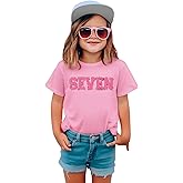 GLIGLITTR Girl Birthday Shirt 5th 6th 7th 8th 9th 10th Birthday Girl T-Shirt Kid Bday Party Outfit Embroidery Shirt Top 5-10Y
