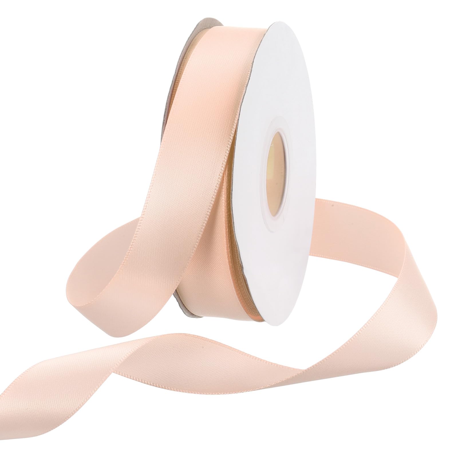 Rebower 20mm Satin Ribbon 23m Thick Double Face Grosgrain Silk Ribbon, [for Gift Wrapping, Hair Bows, Wedding, Cake, Flower] - 25 Yard/75ft/ Apricot