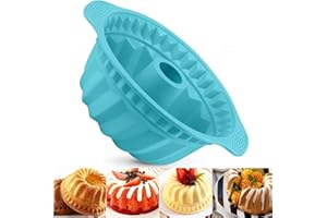 Cake Mould Silicone Baking Pan,Fluted Cake Pan Ring Cake Tin for Baking, Fluted Tube Round Baking Tin with Handle Grips, Non-