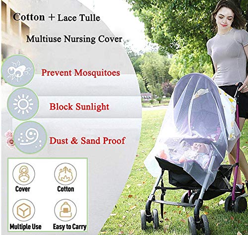 Nursing Cover for Breastfeeding, Multiuse Cotton Soft Breathable Nursing Cover Lightweight Feeding Cover, Baby Car Seat Cover Canopy, Stroller Cover and Baby Bibs