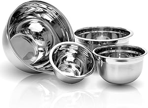 4 Pcs Stainless Steel Mixing Bowls Set - Set of 4 German Mixing Bowls Cookware Set