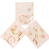 Vutlue Travel Jewelry Case Organizer for Women, Jewelry Storage Book with Small Pouch, Travel Jewelry Bag Case for Traveling Earrings, Rings, Bracelet Organizer (Inner Pages, 3 PCS, Beige)